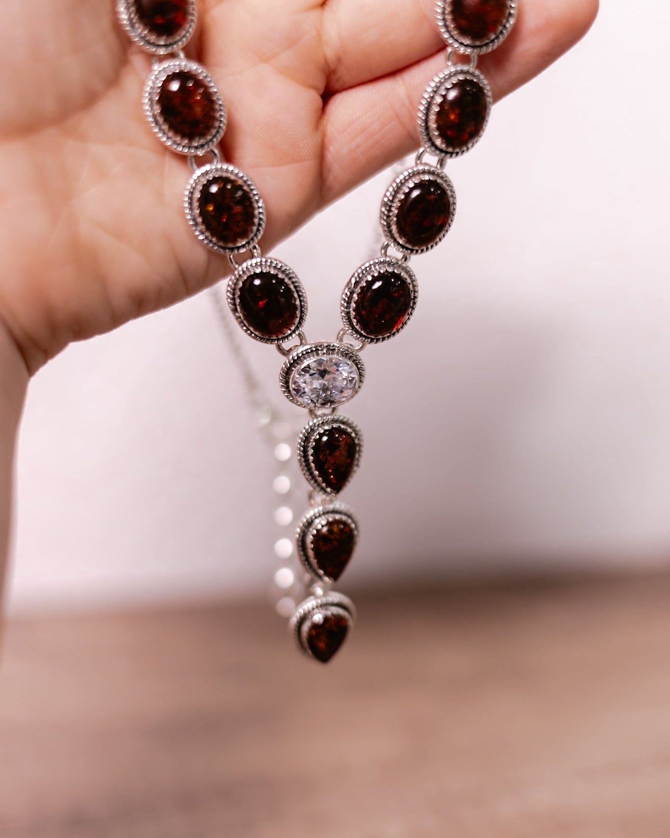 A Touch Of Sparkle Amber & Crystal Necklace-Chain Necklaces-Krush Kandy, Women's Online Fashion Boutique Located in Phoenix, Arizona (Scottsdale Area)