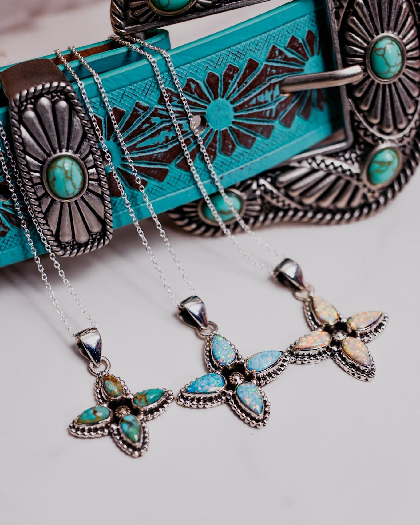 Gardenias Floret Petal Stone Necklace-Chain Necklaces-Krush Kandy, Women's Online Fashion Boutique Located in Phoenix, Arizona (Scottsdale Area)