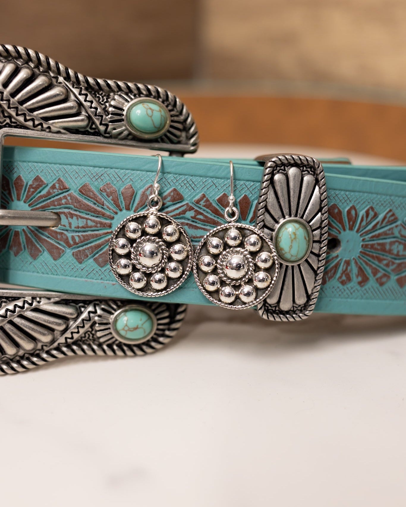 Mini Sterling Studded Concho Earrings & Ring-Stud Earrings-Krush Kandy, Women's Online Fashion Boutique Located in Phoenix, Arizona (Scottsdale Area)