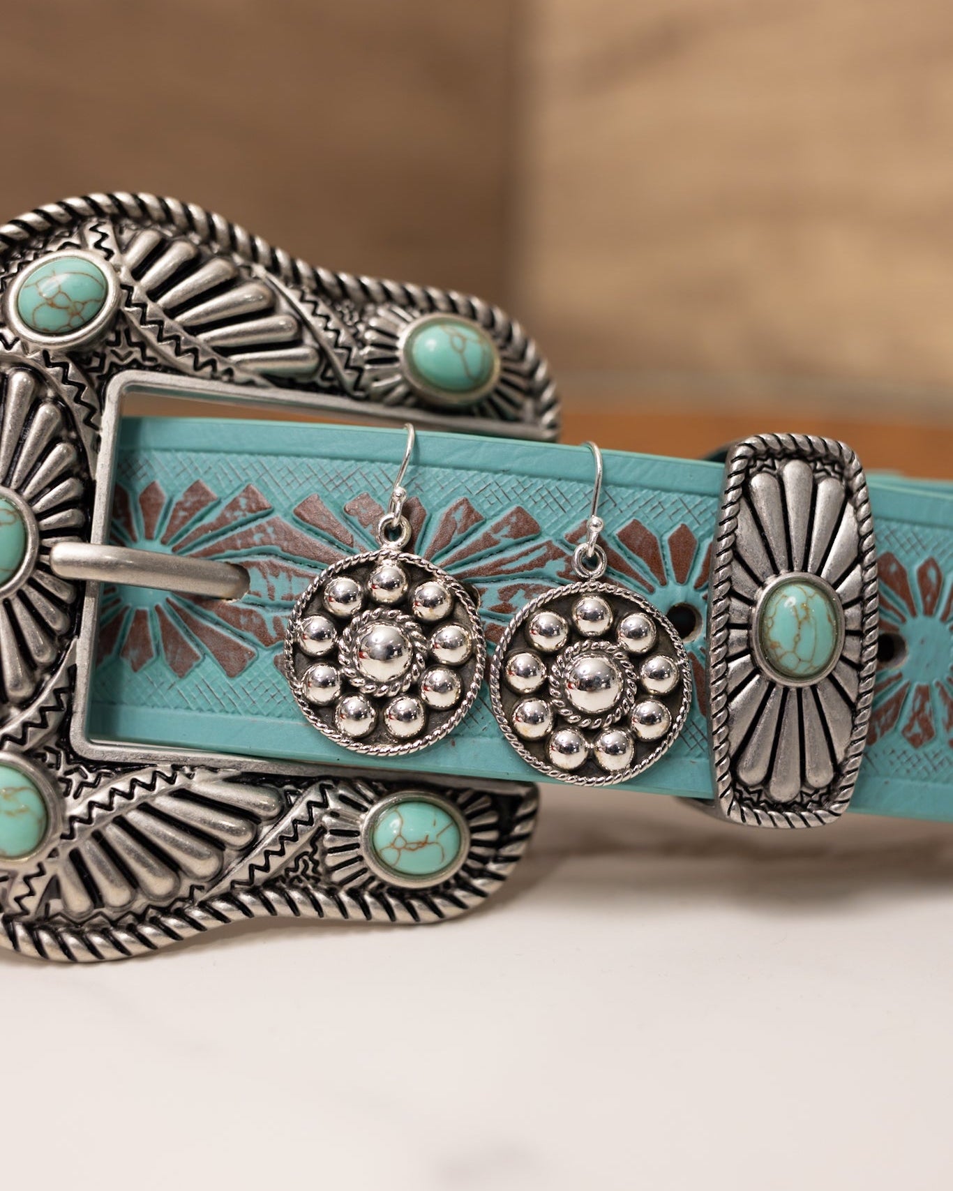Mini Sterling Studded Concho Earrings & Ring-Stud Earrings-Krush Kandy, Women's Online Fashion Boutique Located in Phoenix, Arizona (Scottsdale Area)