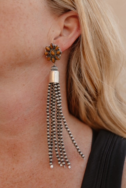 Luxe Desert Pearl & Tassel Earrings-Pearl Necklaces-Krush Kandy, Women's Online Fashion Boutique Located in Phoenix, Arizona (Scottsdale Area)