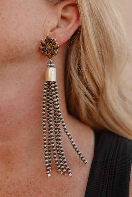 Luxe Desert Pearl & Tassel Earrings-Pearl Necklaces-Krush Kandy, Women's Online Fashion Boutique Located in Phoenix, Arizona (Scottsdale Area)