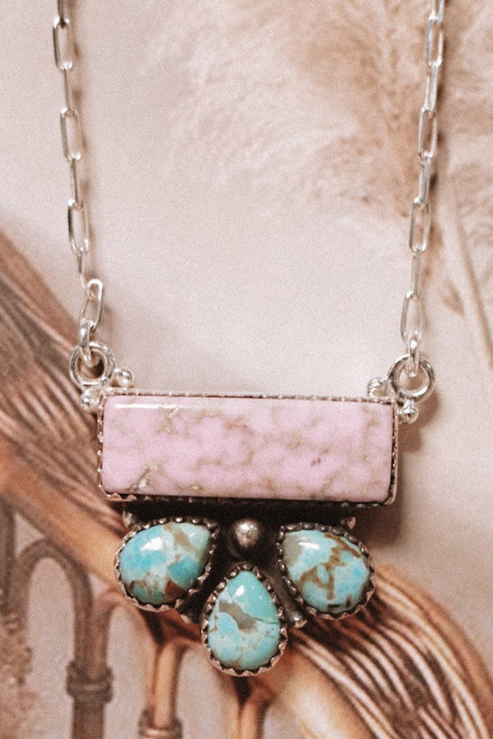 Phosphosiderite Bar Cluster Necklace-Chain Necklaces-Krush Kandy, Women's Online Fashion Boutique Located in Phoenix, Arizona (Scottsdale Area)