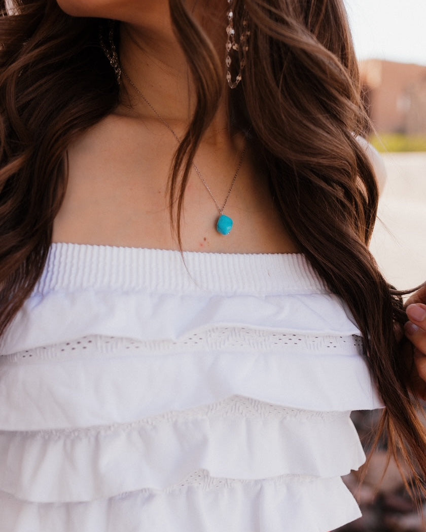 Turquoise Slab Minimalist Necklace-Necklaces-Krush Kandy, Women's Online Fashion Boutique Located in Phoenix, Arizona (Scottsdale Area)