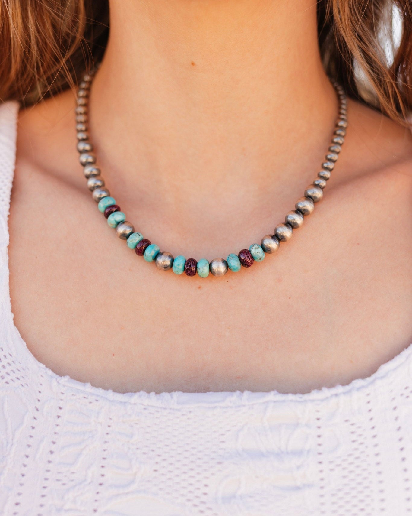 Turquoise & Purple Spiny Desert Pearl Necklace-Necklaces-Krush Kandy, Women's Online Fashion Boutique Located in Phoenix, Arizona (Scottsdale Area)