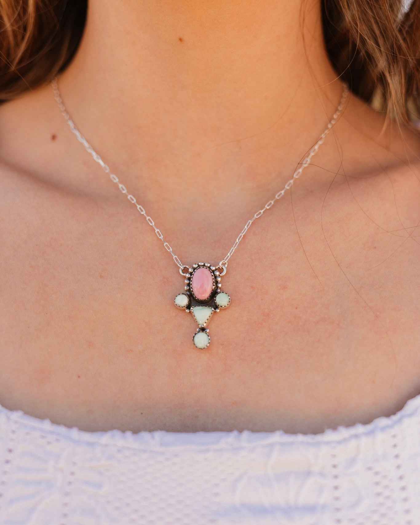 In The Moment Pink Conch & Paloma Necklace-Necklaces-Krush Kandy, Women's Online Fashion Boutique Located in Phoenix, Arizona (Scottsdale Area)