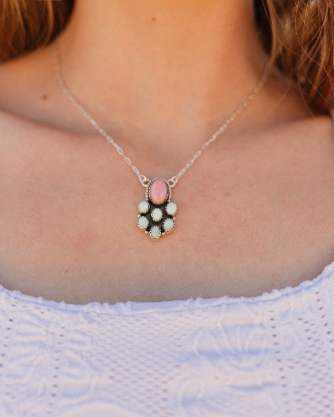 Desert Cluster Paloma & Pink Conch Necklace-Necklaces-Krush Kandy, Women's Online Fashion Boutique Located in Phoenix, Arizona (Scottsdale Area)