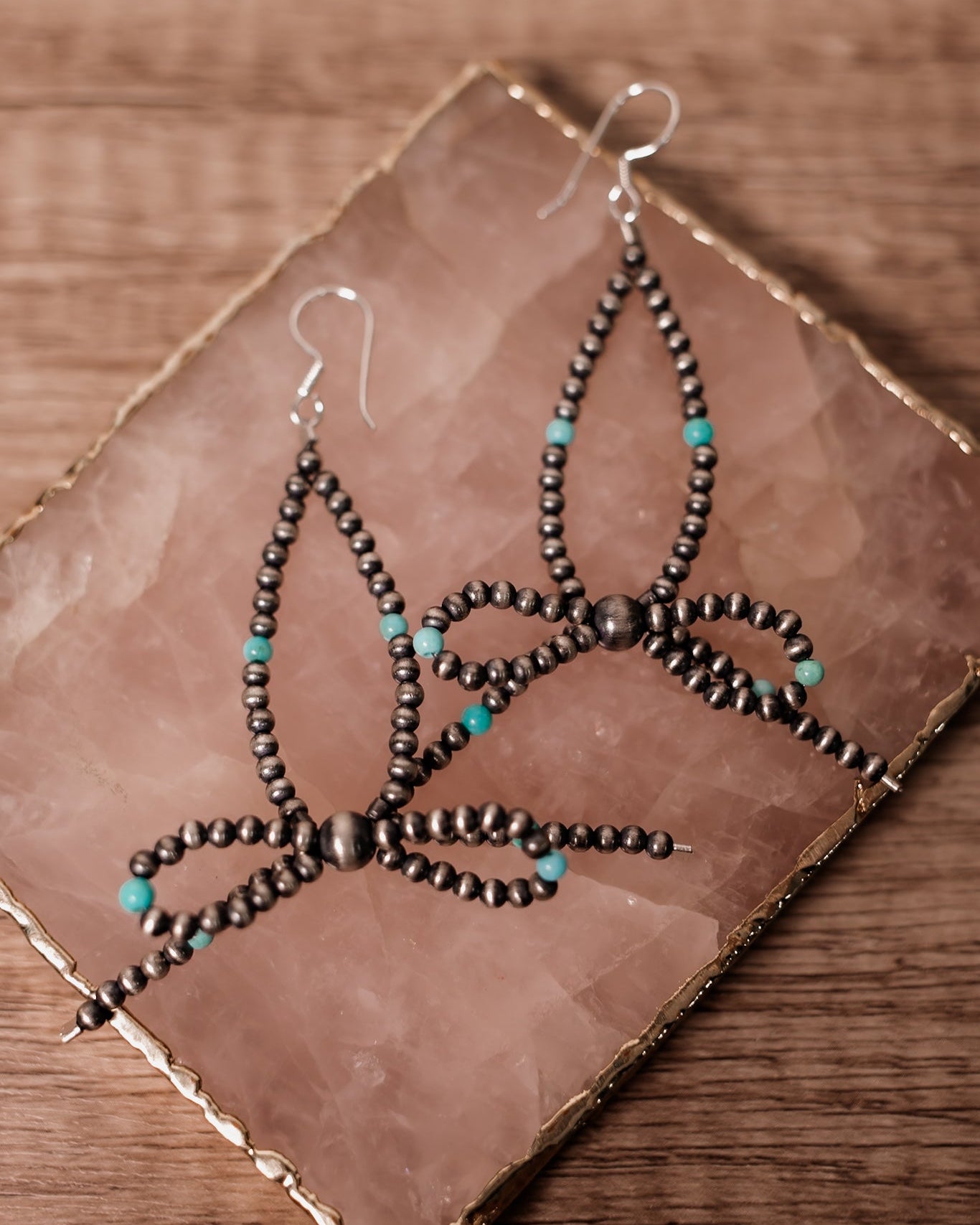 Mini Desert Pearl & Turquoise Bow Earrings-Stud Earrings-Krush Kandy, Women's Online Fashion Boutique Located in Phoenix, Arizona (Scottsdale Area)