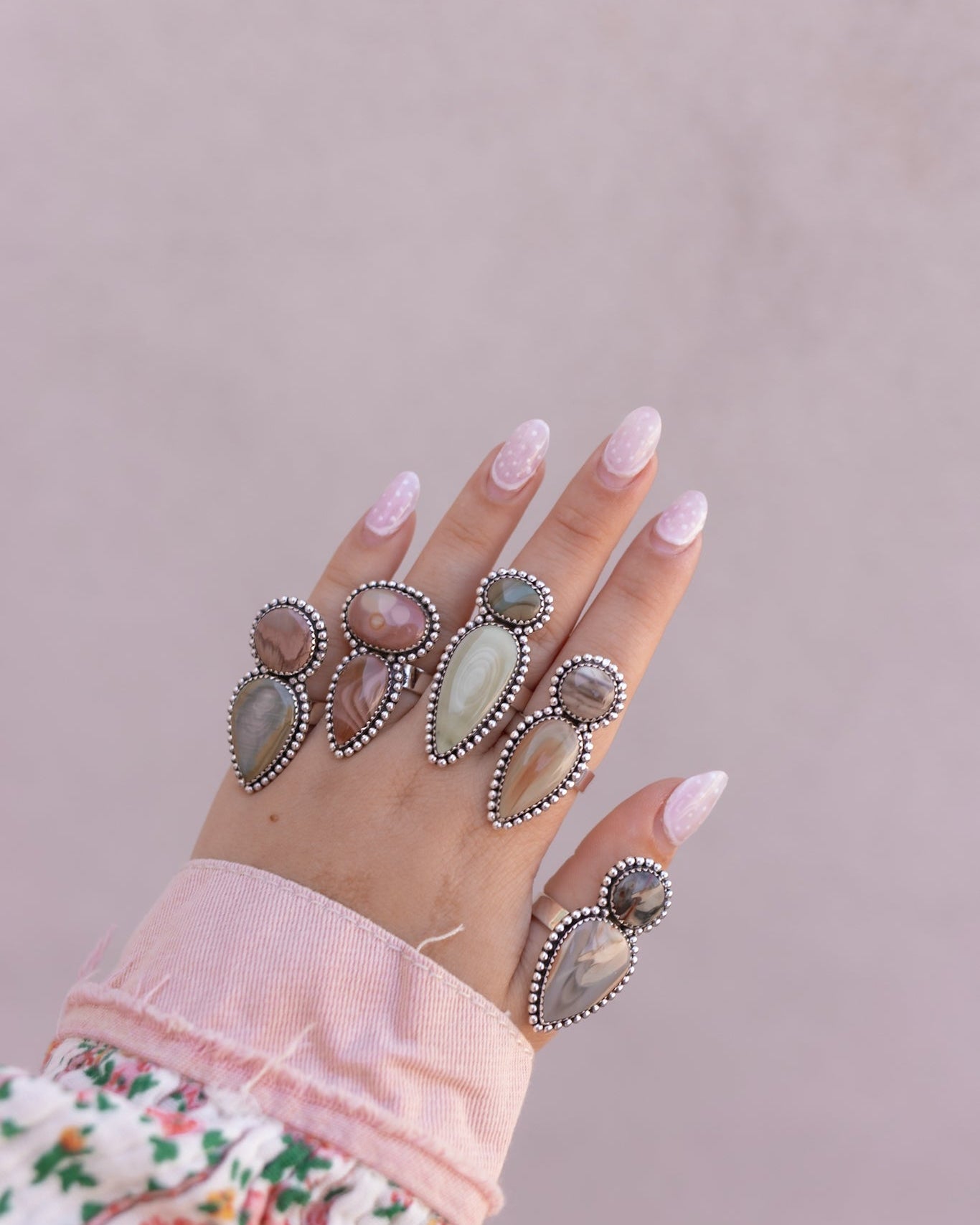 Multi Jasper Stone Rings-Rings-Krush Kandy, Women's Online Fashion Boutique Located in Phoenix, Arizona (Scottsdale Area)