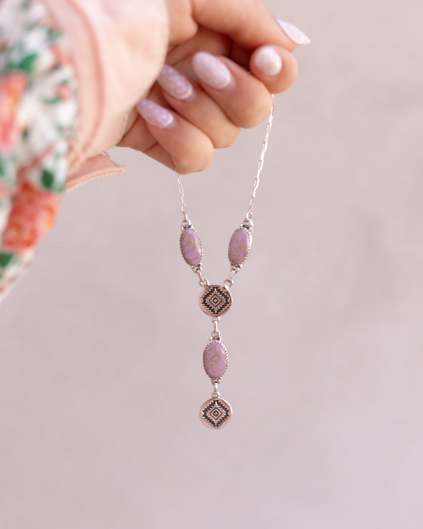 Sterling Aztec Stone Drop Necklace-Necklaces-Krush Kandy, Women's Online Fashion Boutique Located in Phoenix, Arizona (Scottsdale Area)