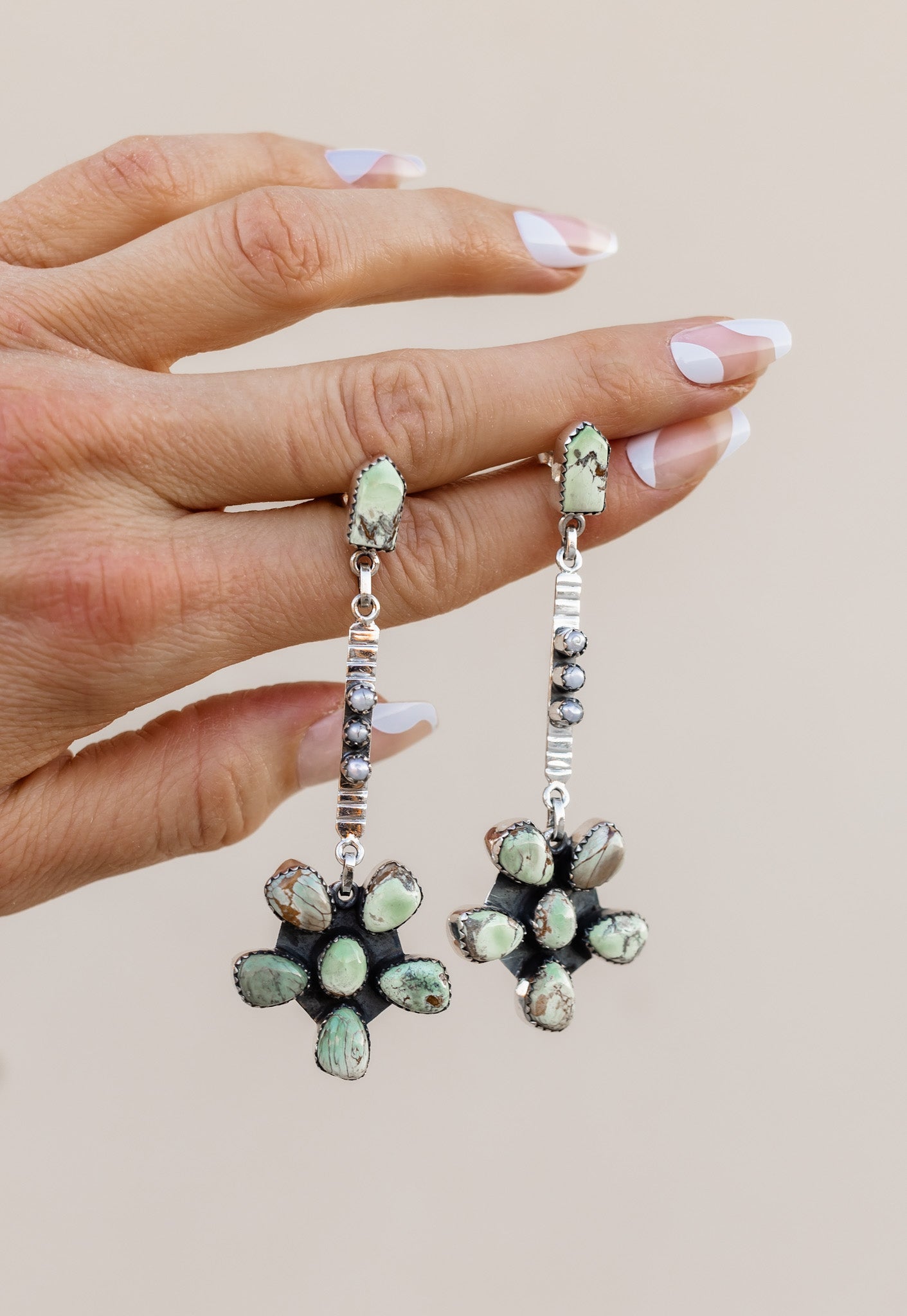 Soul Sister Flower Sterling Silver & Stone Earrings MADE TO ORDER-Drop Earrings-Krush Kandy, Women's Online Fashion Boutique Located in Phoenix, Arizona (Scottsdale Area)