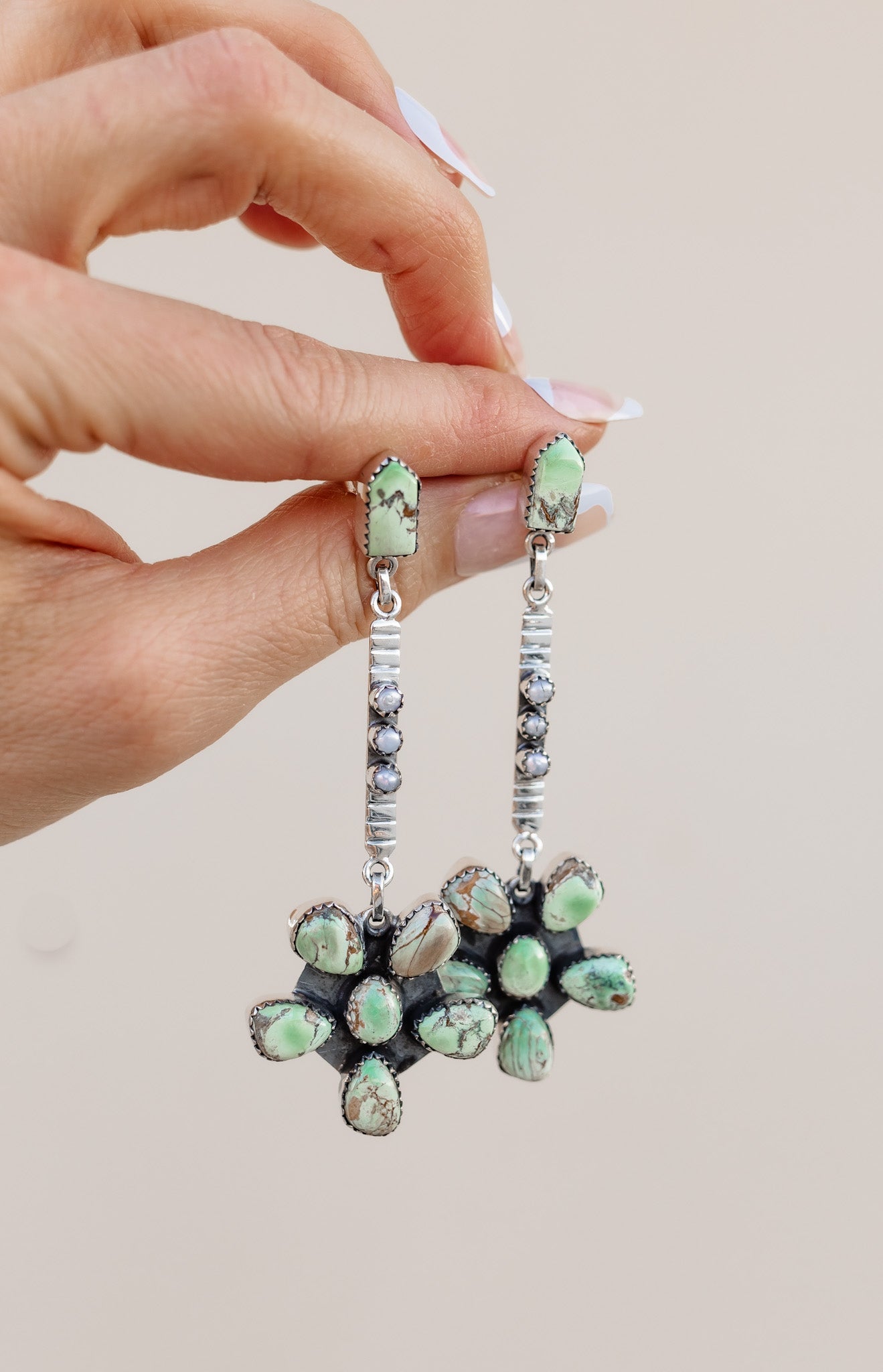 Soul Sister Flower Sterling Silver & Stone Earrings MADE TO ORDER-Drop Earrings-Krush Kandy, Women's Online Fashion Boutique Located in Phoenix, Arizona (Scottsdale Area)