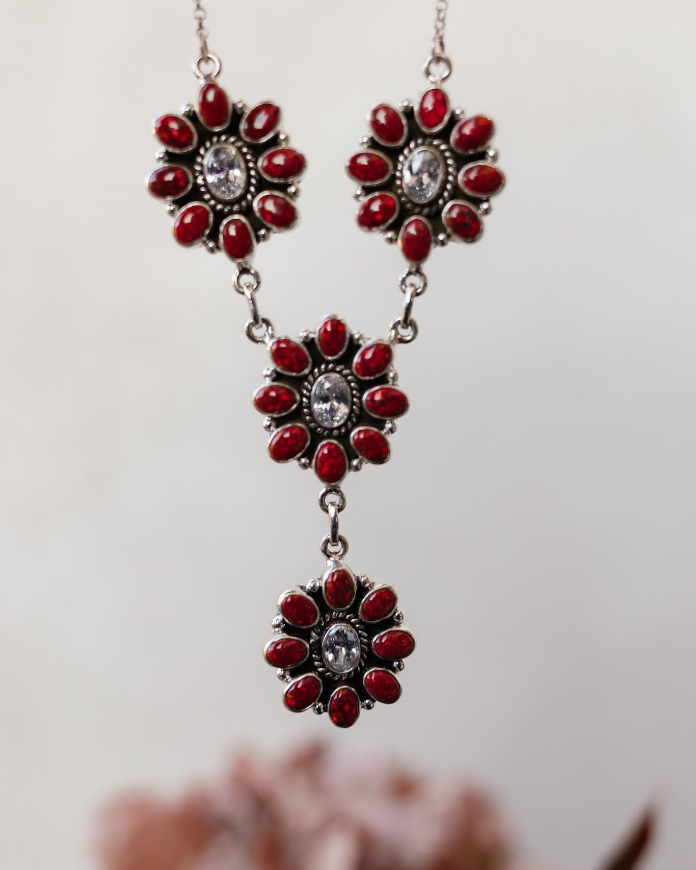 Lariat Blossom Stone Necklace-Lariat and Y Necklaces-Krush Kandy, Women's Online Fashion Boutique Located in Phoenix, Arizona (Scottsdale Area)