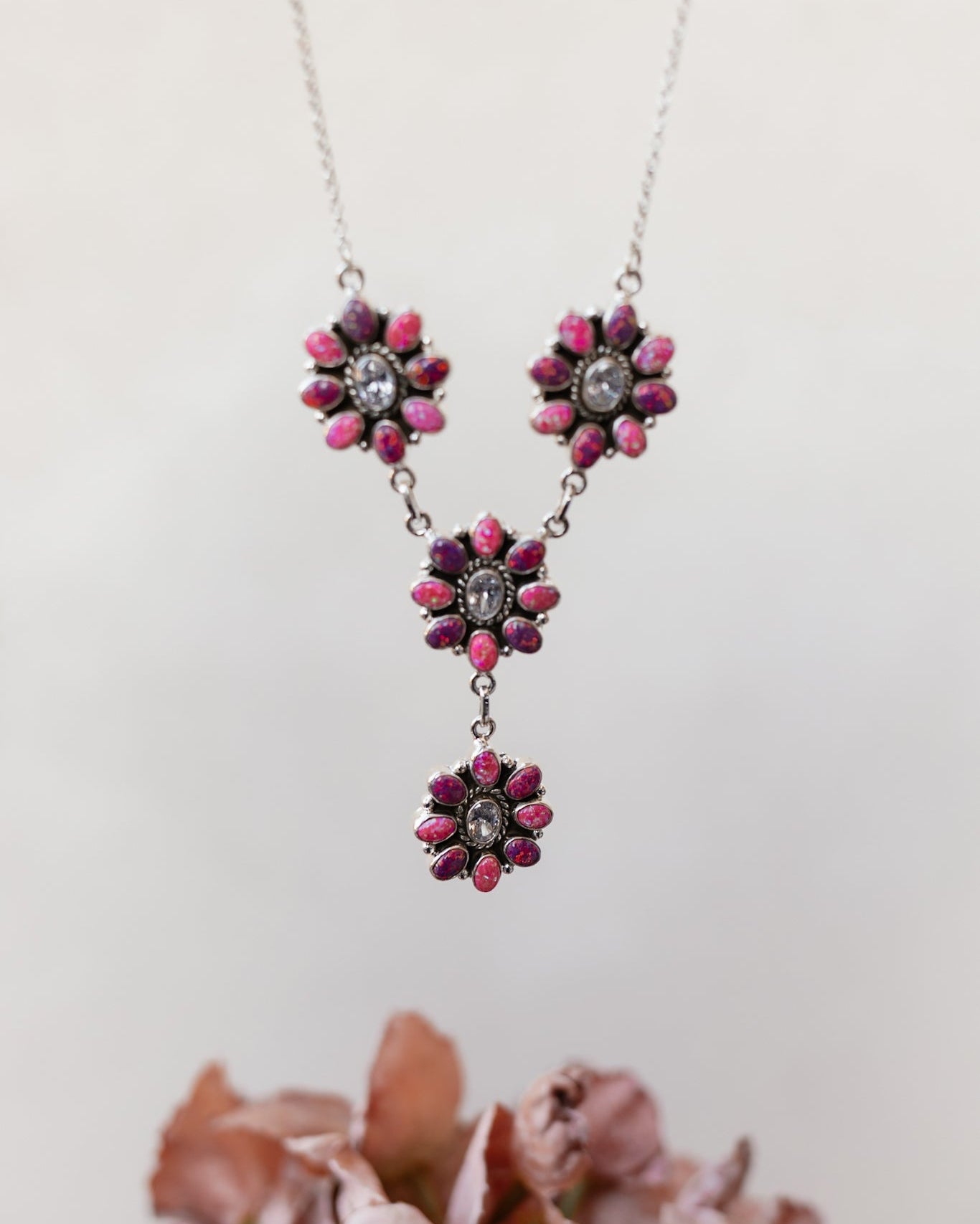 Lariat Blossom Stone Necklace-Lariat and Y Necklaces-Krush Kandy, Women's Online Fashion Boutique Located in Phoenix, Arizona (Scottsdale Area)