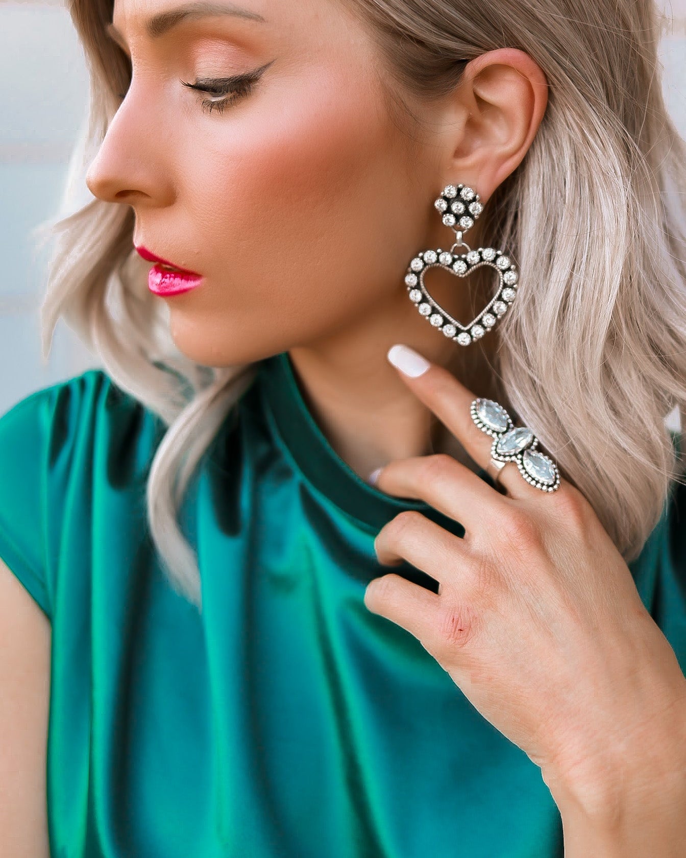 Love Me Stone Heart Earrings MADE TO ORDER-Hoop Earrings-Krush Kandy, Women's Online Fashion Boutique Located in Phoenix, Arizona (Scottsdale Area)