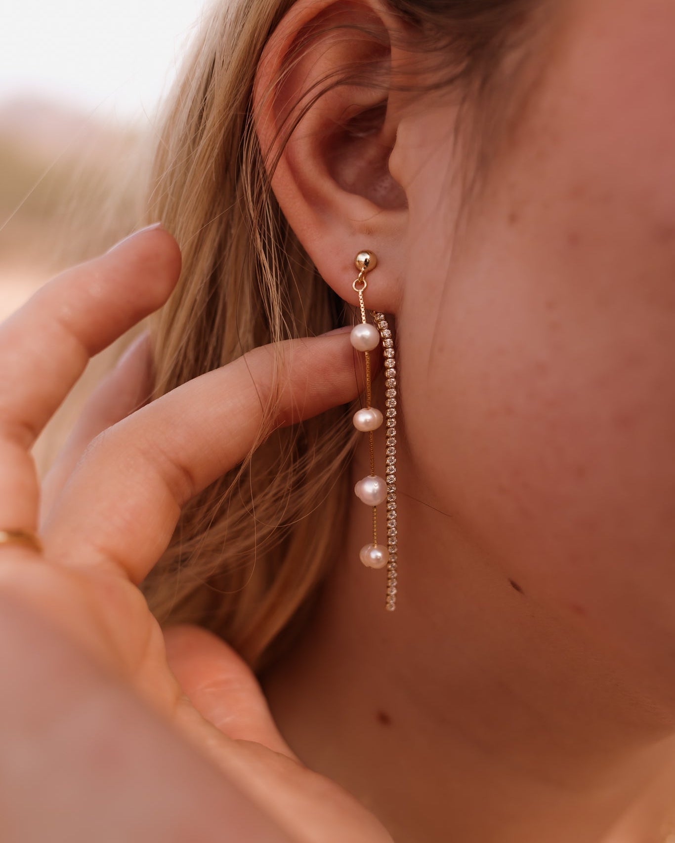 Vintage Pearl & Crystal Tassel Threader Earrings-Earrings-Krush Kandy, Women's Online Fashion Boutique Located in Phoenix, Arizona (Scottsdale Area)