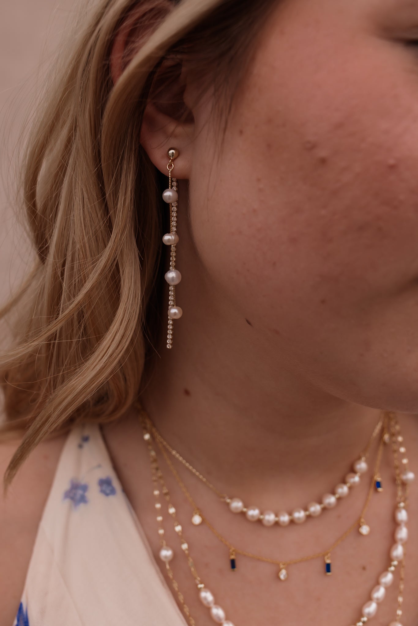 Vintage Pearl & Crystal Tassel Threader Earrings-Earrings-Krush Kandy, Women's Online Fashion Boutique Located in Phoenix, Arizona (Scottsdale Area)