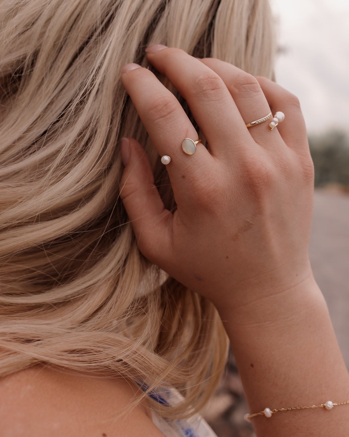 Opal & Pearl Geometric Minimalist Band Ring-Rings-Krush Kandy, Women's Online Fashion Boutique Located in Phoenix, Arizona (Scottsdale Area)