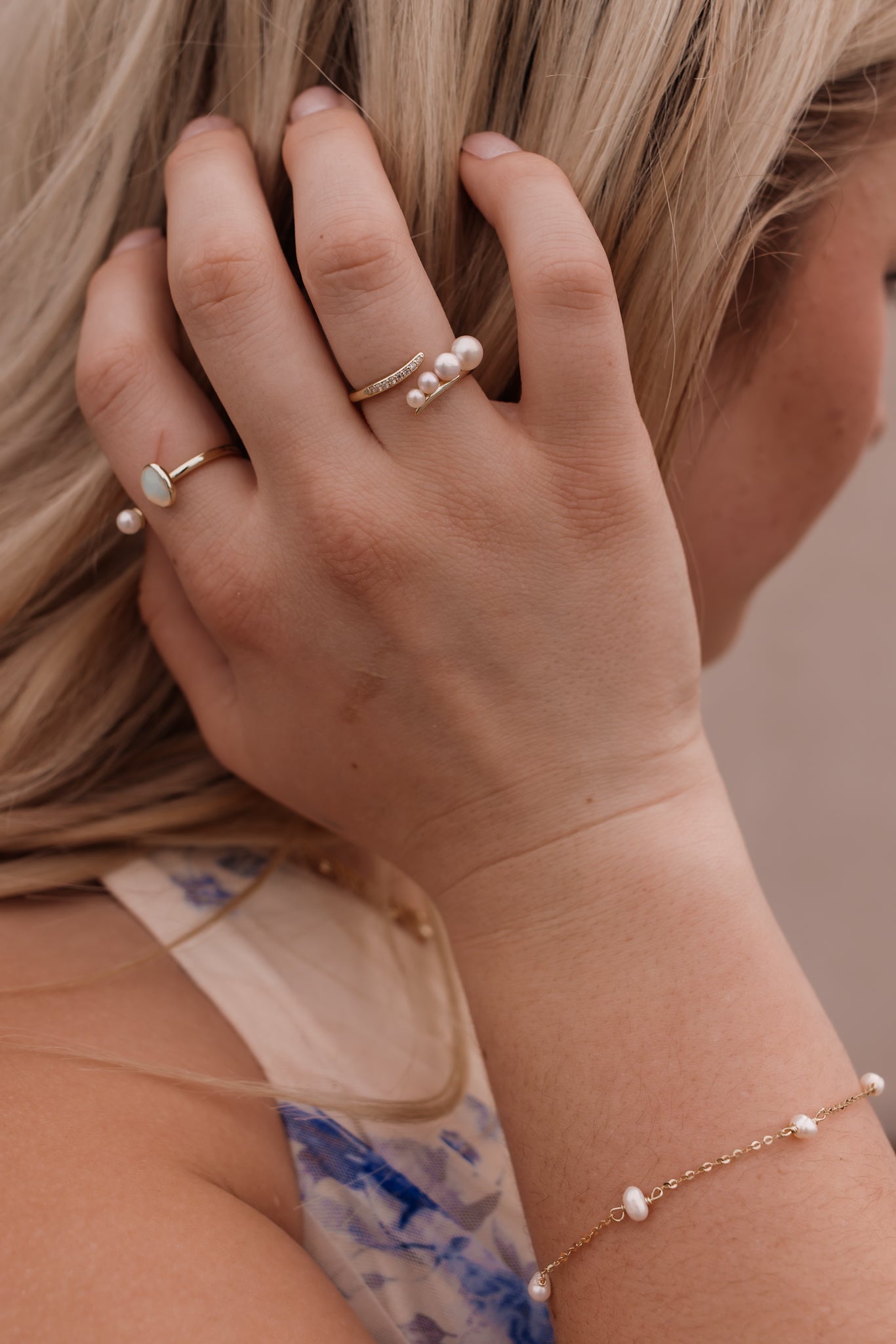 Opal & Pearl Geometric Minimalist Band Ring-Rings-Krush Kandy, Women's Online Fashion Boutique Located in Phoenix, Arizona (Scottsdale Area)