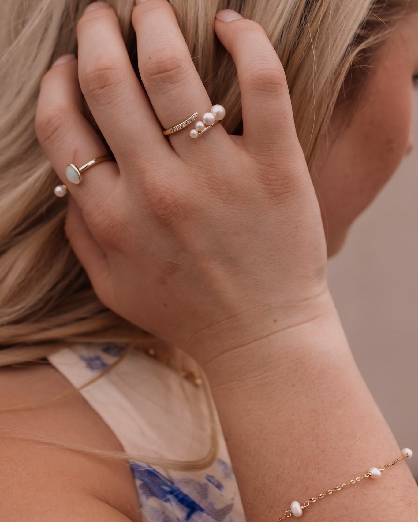 Opal & Pearl Geometric Minimalist Band Ring-Rings-Krush Kandy, Women's Online Fashion Boutique Located in Phoenix, Arizona (Scottsdale Area)