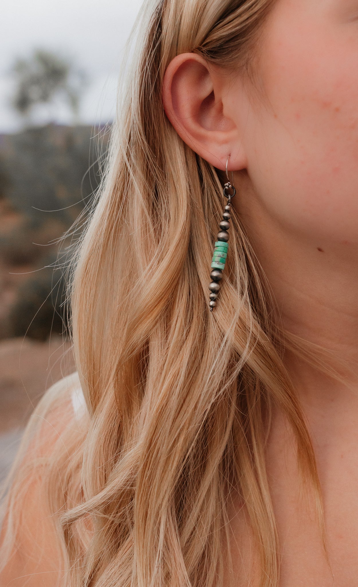 Desert Pearl & Turquoise Slab Earrings-Stud Earrings-Krush Kandy, Women's Online Fashion Boutique Located in Phoenix, Arizona (Scottsdale Area)