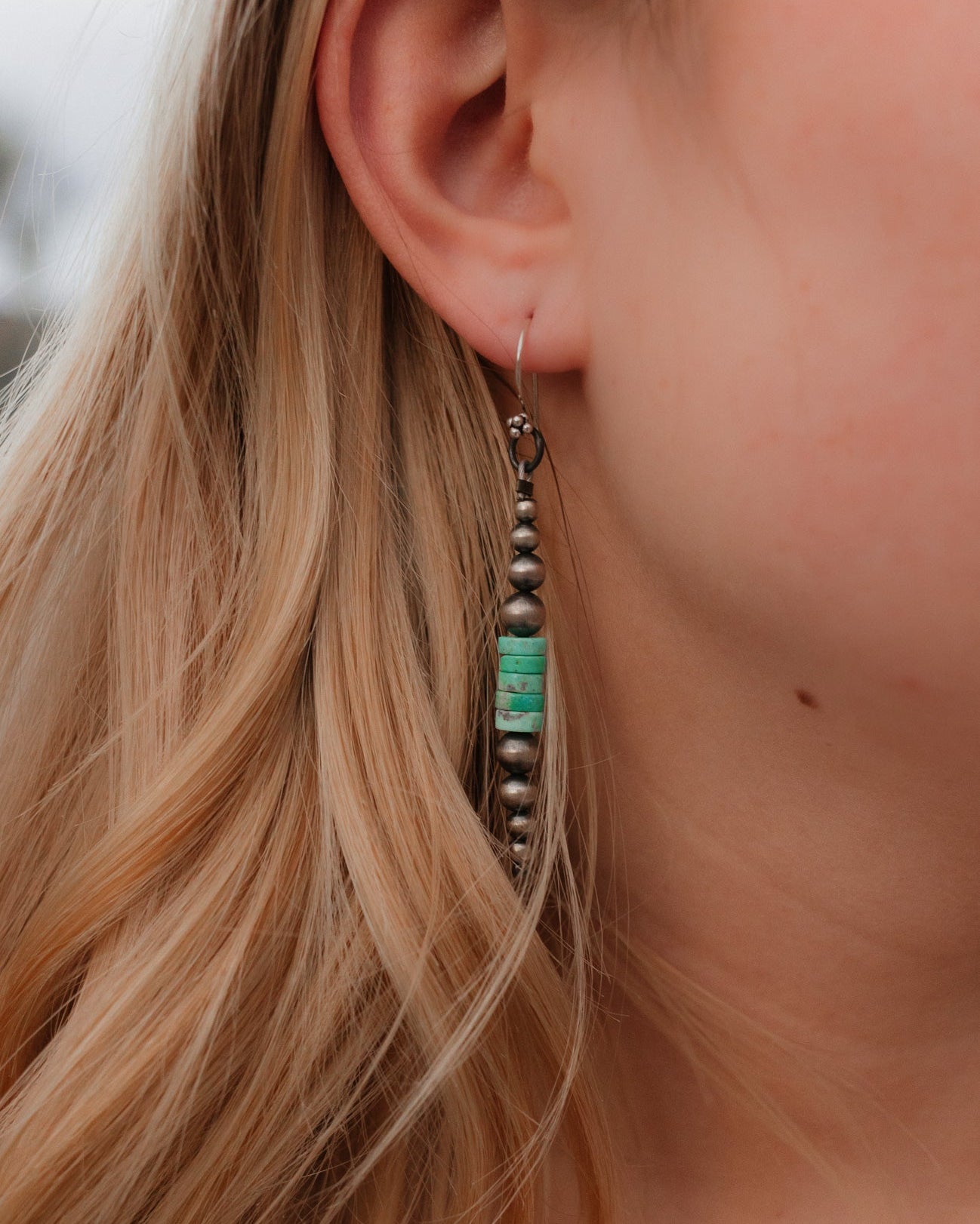 Desert Pearl & Turquoise Slab Earrings-Stud Earrings-Krush Kandy, Women's Online Fashion Boutique Located in Phoenix, Arizona (Scottsdale Area)