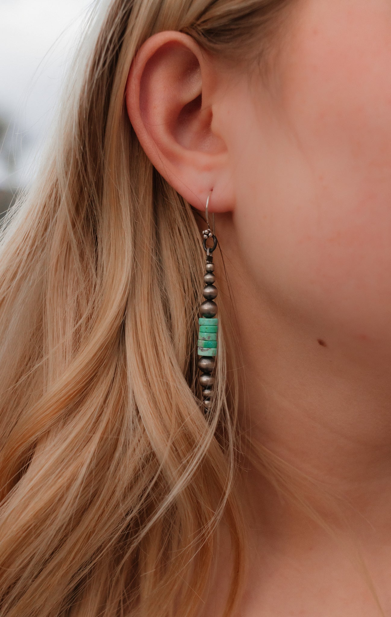 Desert Pearl & Turquoise Slab Earrings-Stud Earrings-Krush Kandy, Women's Online Fashion Boutique Located in Phoenix, Arizona (Scottsdale Area)