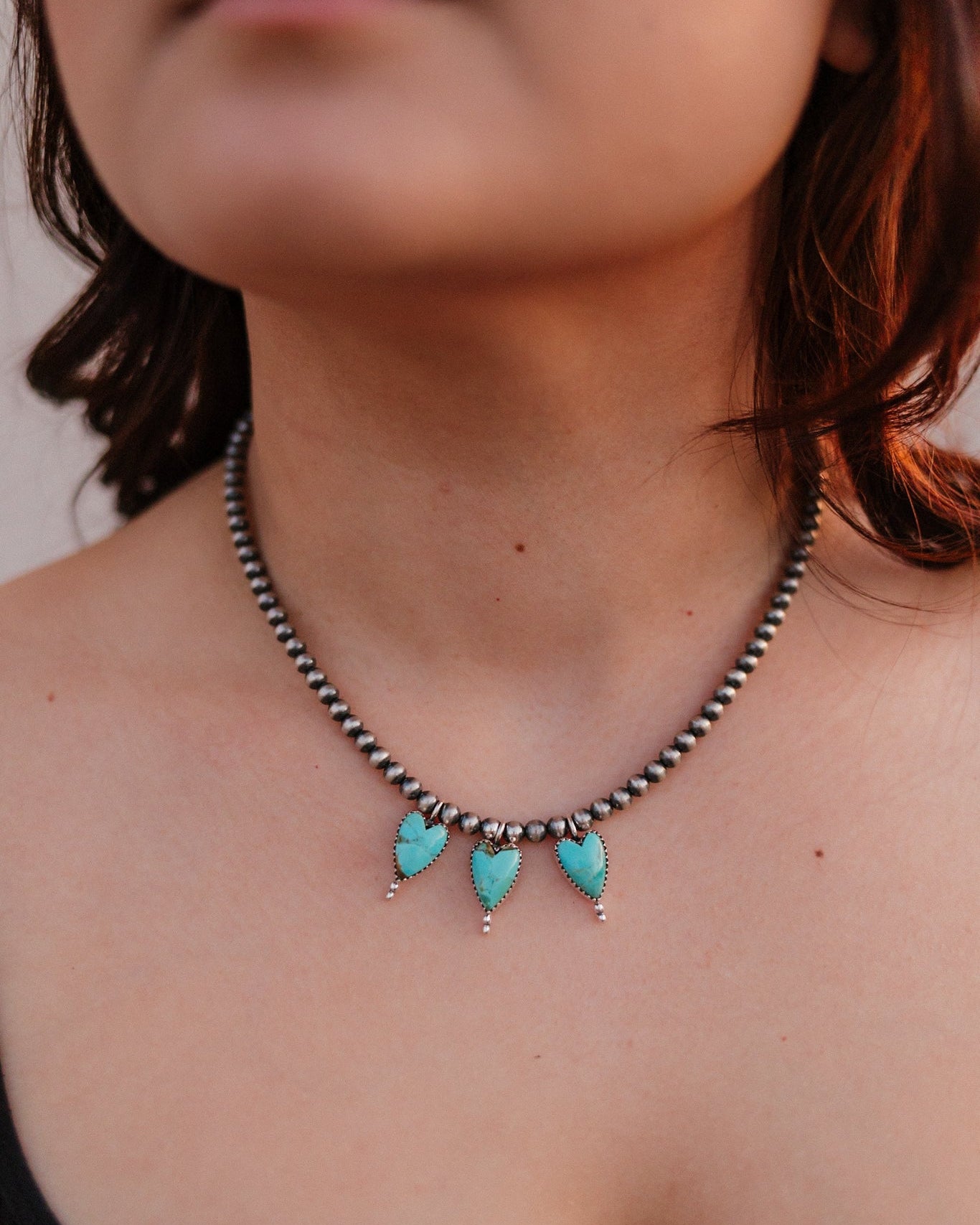Heart Trio Desert Pearl Necklace-Necklaces-Krush Kandy, Women's Online Fashion Boutique Located in Phoenix, Arizona (Scottsdale Area)