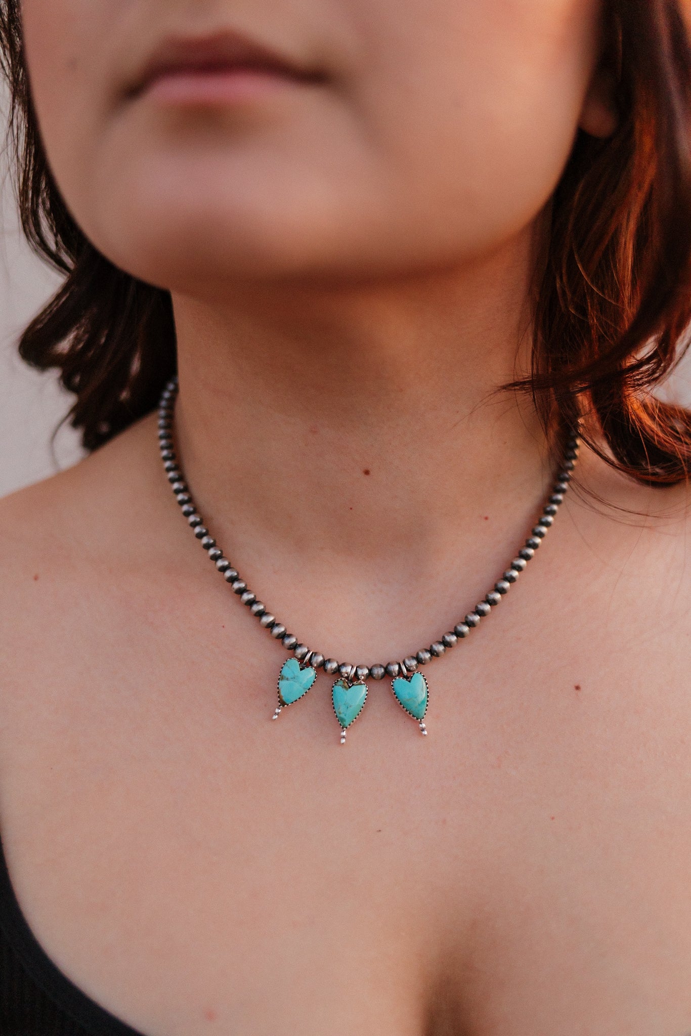 Heart Trio Desert Pearl Necklace-Necklaces-Krush Kandy, Women's Online Fashion Boutique Located in Phoenix, Arizona (Scottsdale Area)