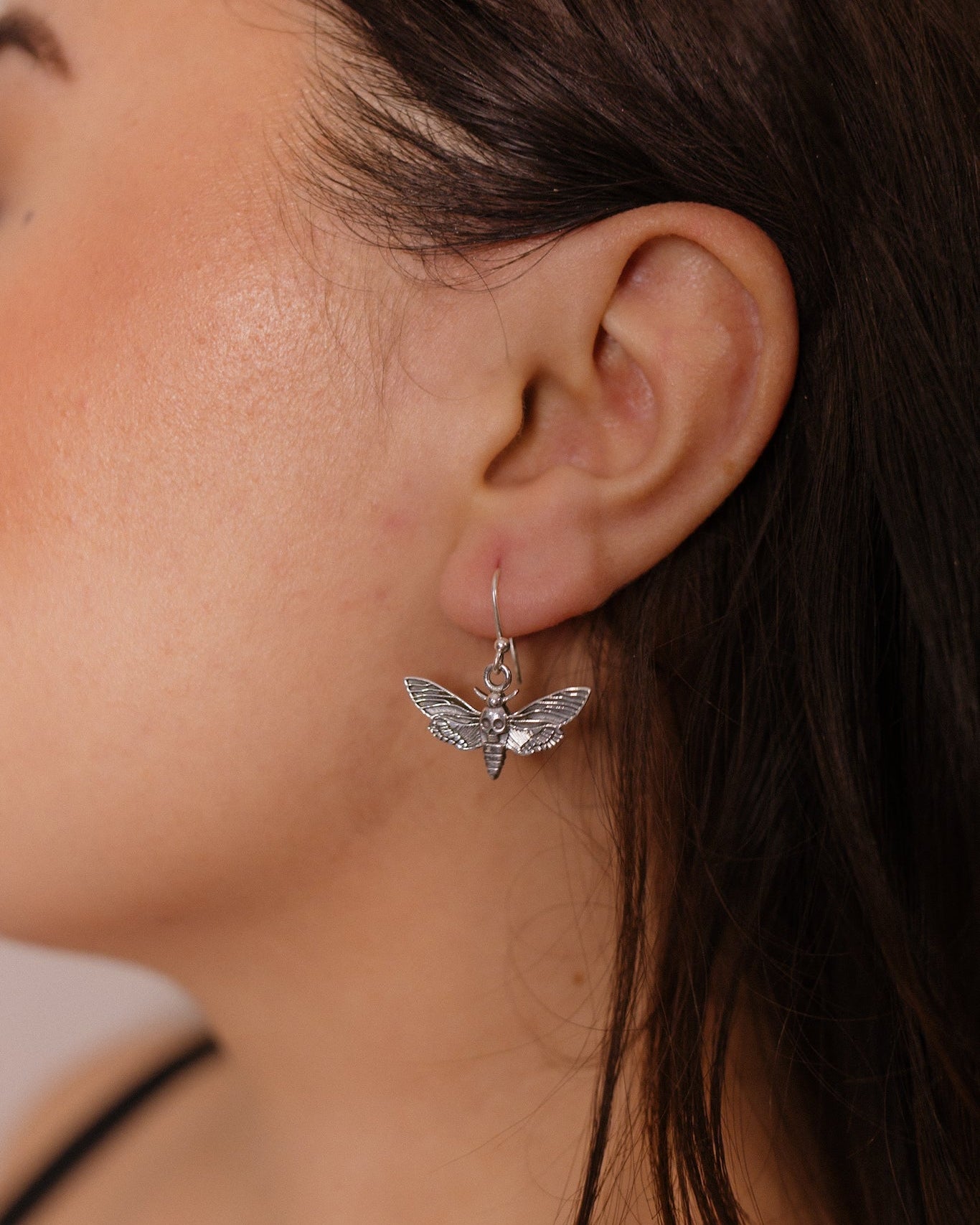 Sterling Skull Head Moth Earrings-Stud Earrings-Krush Kandy, Women's Online Fashion Boutique Located in Phoenix, Arizona (Scottsdale Area)