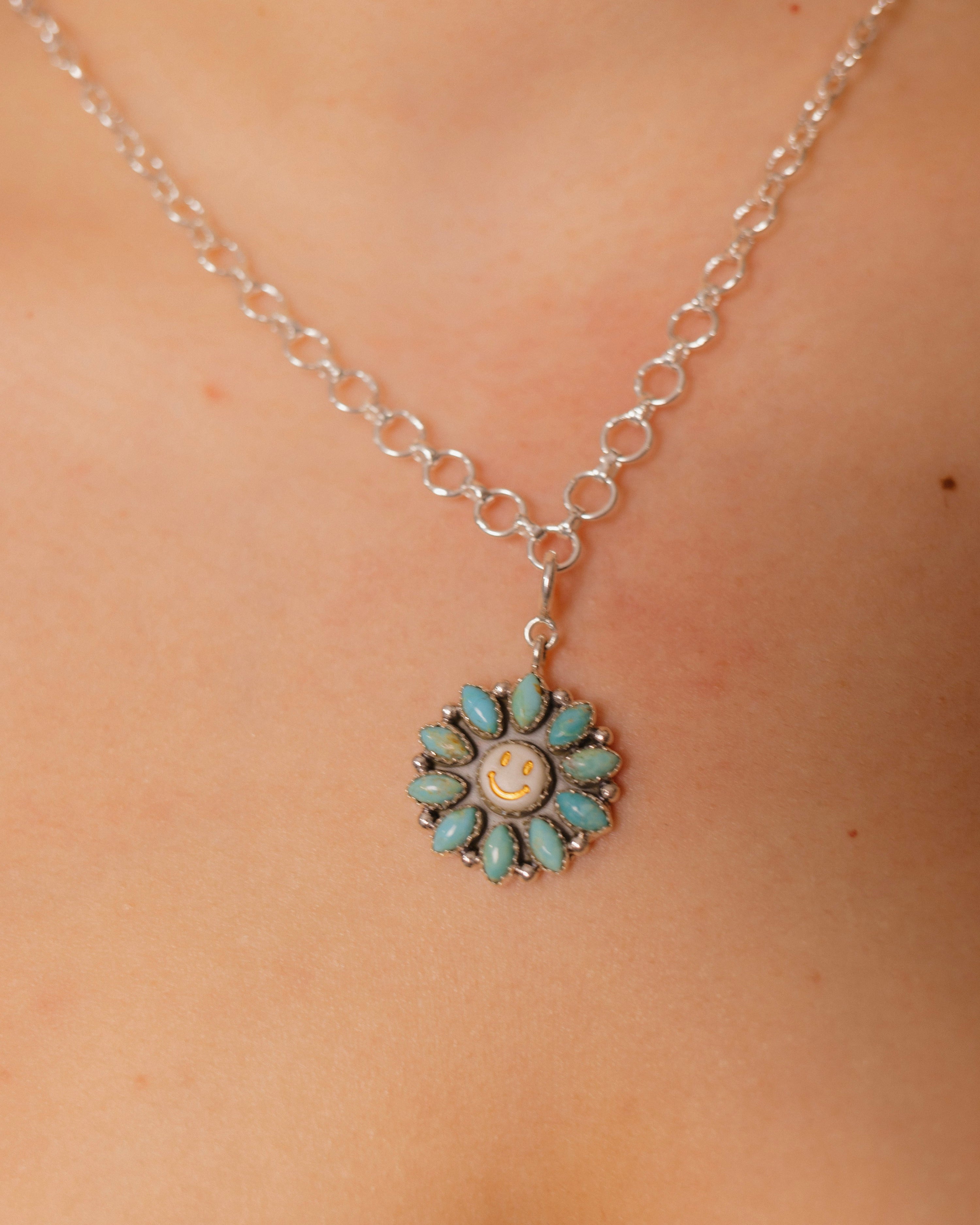 Turquoise Smiley Cluster Charms-Necklaces-Krush Kandy, Women's Online Fashion Boutique Located in Phoenix, Arizona (Scottsdale Area)