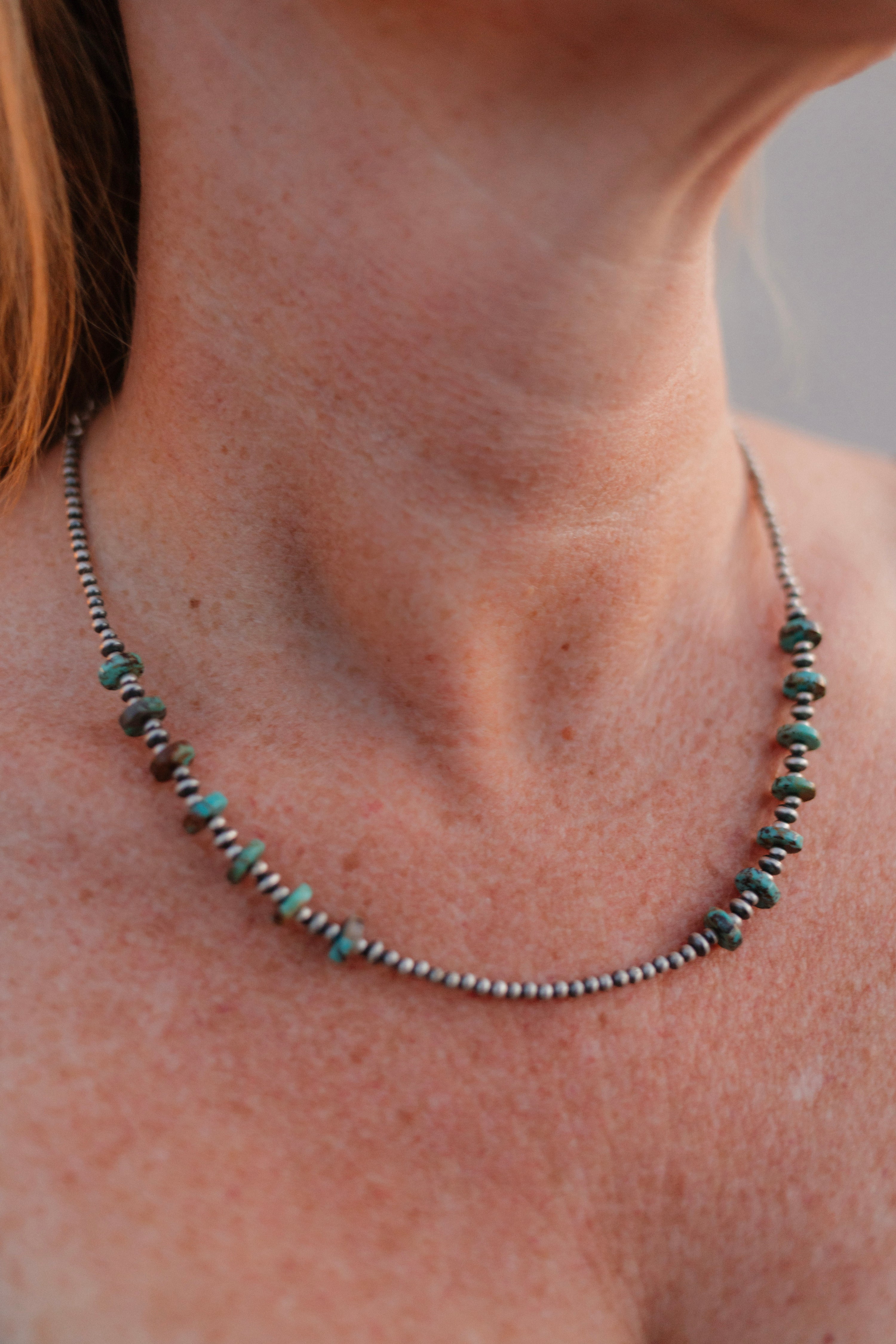 Turquoise Slab & Mini Desert Pearl Necklace-Lariat and Y Necklaces-Krush Kandy, Women's Online Fashion Boutique Located in Phoenix, Arizona (Scottsdale Area)