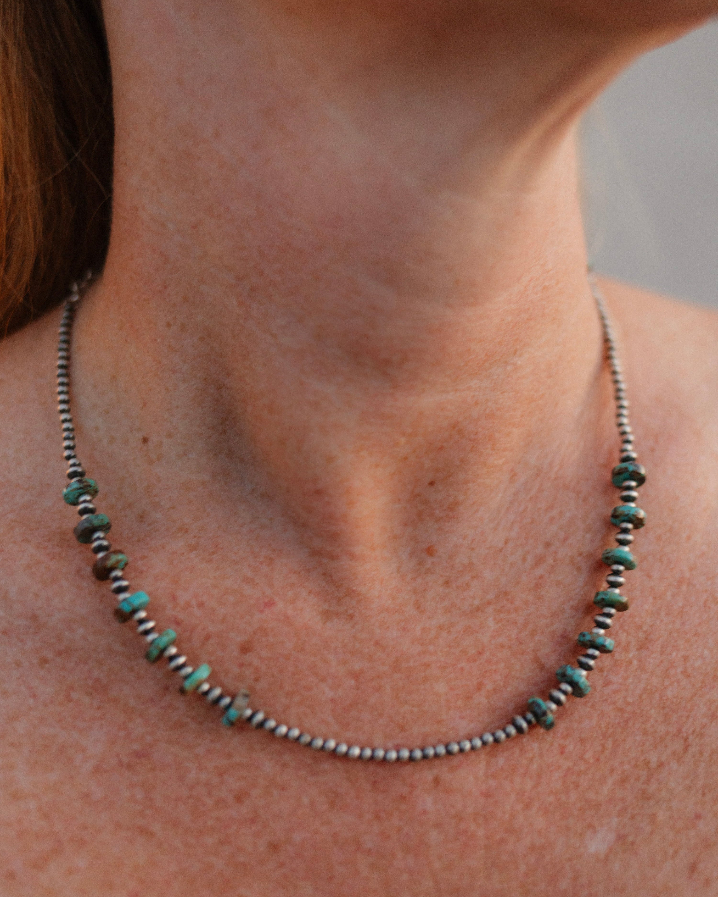 Turquoise Slab & Mini Desert Pearl Necklace-Lariat and Y Necklaces-Krush Kandy, Women's Online Fashion Boutique Located in Phoenix, Arizona (Scottsdale Area)