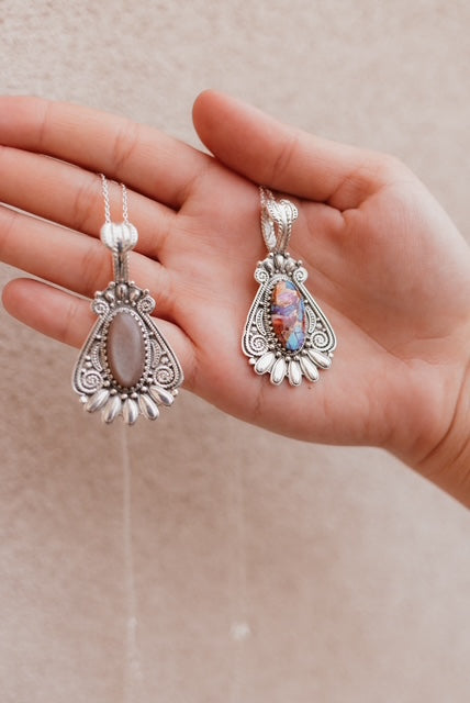 Sterling Desert Blossom Necklace-Pendant Necklaces-Krush Kandy, Women's Online Fashion Boutique Located in Phoenix, Arizona (Scottsdale Area)