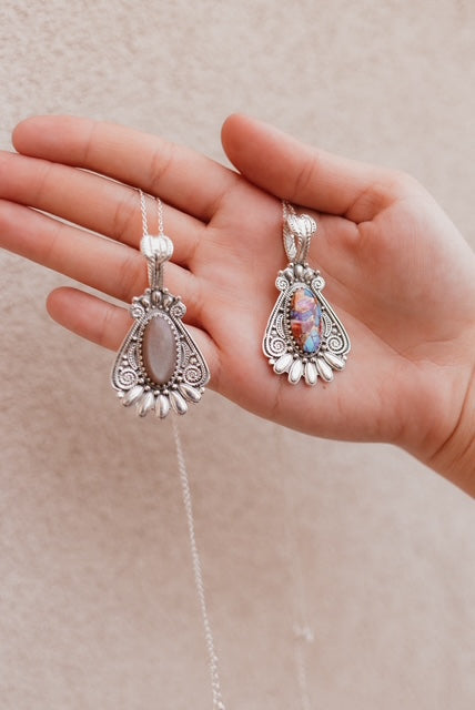 Sterling Desert Blossom Necklace-Pendant Necklaces-Krush Kandy, Women's Online Fashion Boutique Located in Phoenix, Arizona (Scottsdale Area)