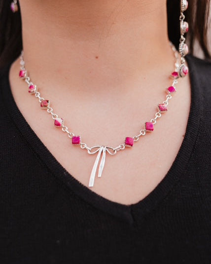 Desert Jasper & Bow Necklace-Necklaces-Krush Kandy, Women's Online Fashion Boutique Located in Phoenix, Arizona (Scottsdale Area)