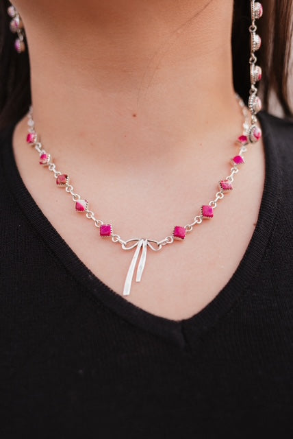 Desert Jasper & Bow Necklace-Necklaces-Krush Kandy, Women's Online Fashion Boutique Located in Phoenix, Arizona (Scottsdale Area)