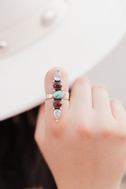 Amber, Turquoise & CZ Crawler-Crawler Rings-Krush Kandy, Women's Online Fashion Boutique Located in Phoenix, Arizona (Scottsdale Area)