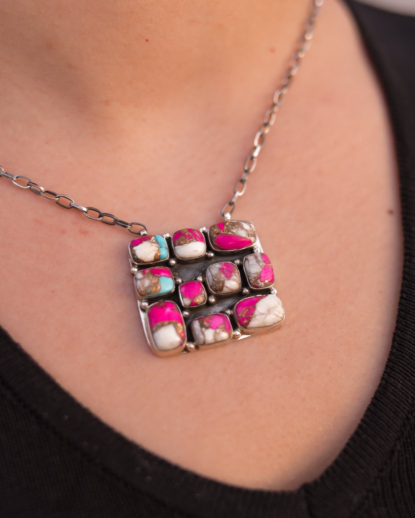 Kandy Bar Stone Cluster Necklaces-Necklaces-Krush Kandy, Women's Online Fashion Boutique Located in Phoenix, Arizona (Scottsdale Area)