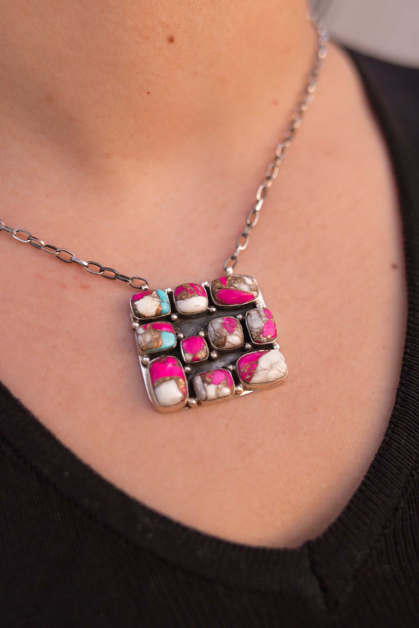 Kandy Bar Stone Cluster Necklaces-Necklaces-Krush Kandy, Women's Online Fashion Boutique Located in Phoenix, Arizona (Scottsdale Area)