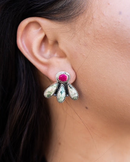 Desert Jasper Three Petal Studs-Earrings-Krush Kandy, Women's Online Fashion Boutique Located in Phoenix, Arizona (Scottsdale Area)