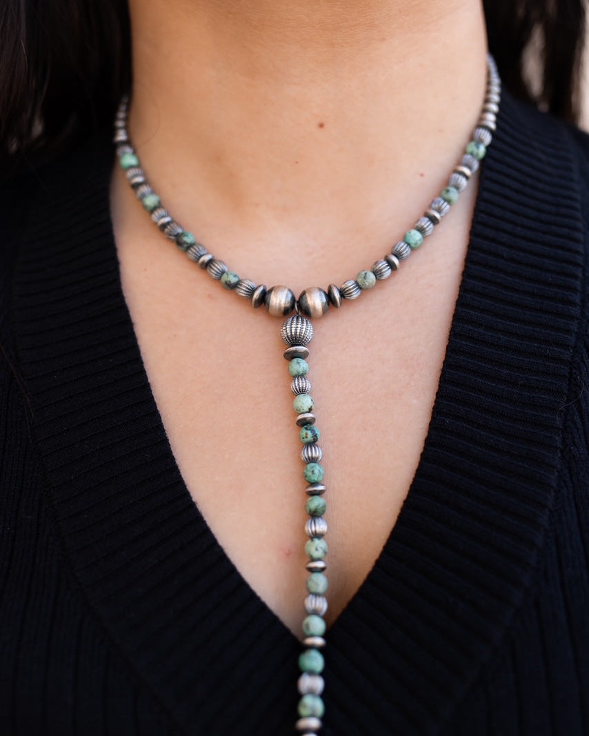 Wild For You Turquoise Desert Pearl Lariat Necklace-Necklaces-Krush Kandy, Women's Online Fashion Boutique Located in Phoenix, Arizona (Scottsdale Area)