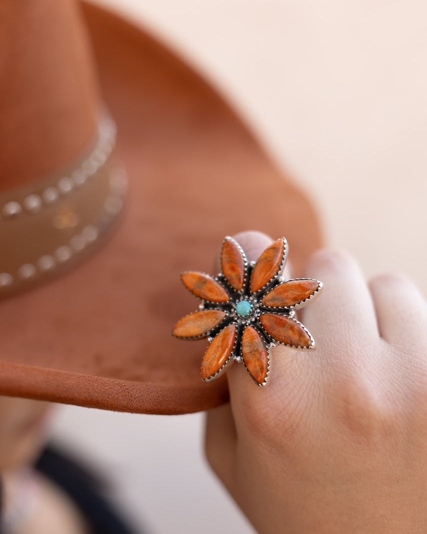Orange Mojave Blossom Ring-Rings-Krush Kandy, Women's Online Fashion Boutique Located in Phoenix, Arizona (Scottsdale Area)