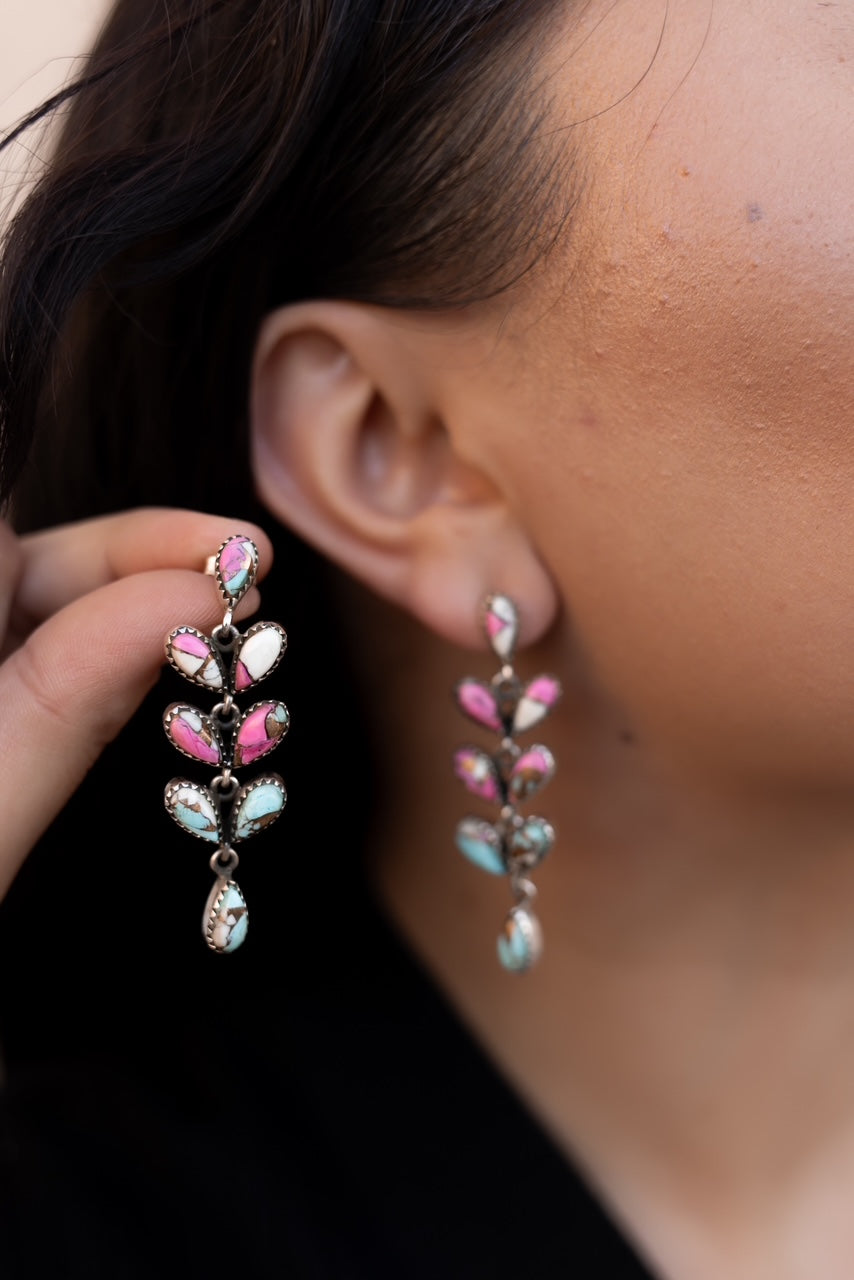 Cotton Candy Feather Dangle Drop Earrings-Earrings-Krush Kandy, Women's Online Fashion Boutique Located in Phoenix, Arizona (Scottsdale Area)