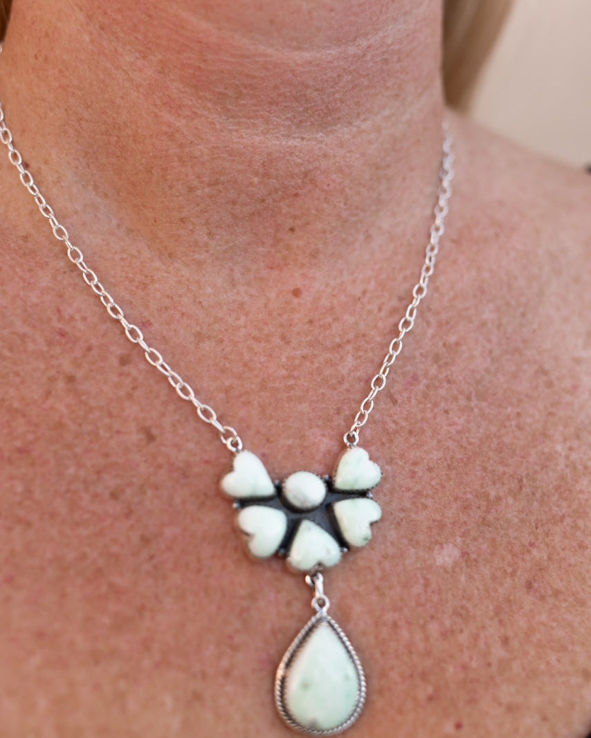 Paloma Heart Half Flower Drop Necklace-Necklaces-Krush Kandy, Women's Online Fashion Boutique Located in Phoenix, Arizona (Scottsdale Area)