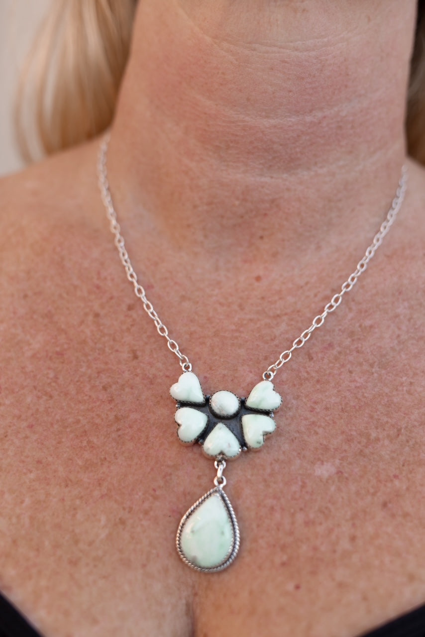 Paloma Heart Half Flower Drop Necklace-Necklaces-Krush Kandy, Women's Online Fashion Boutique Located in Phoenix, Arizona (Scottsdale Area)