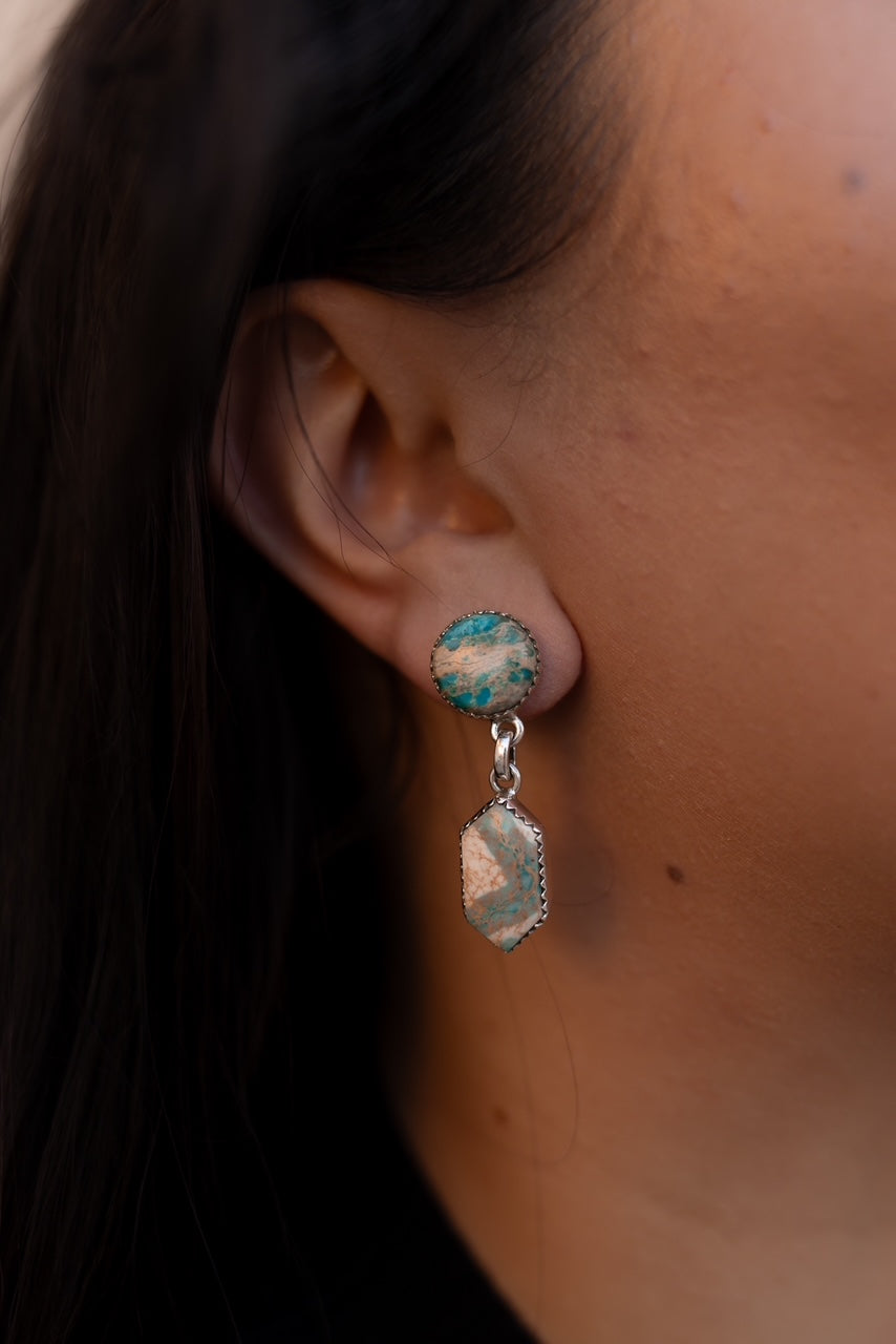 Desert Jasper Blue Slab Earrings-Earrings-Krush Kandy, Women's Online Fashion Boutique Located in Phoenix, Arizona (Scottsdale Area)