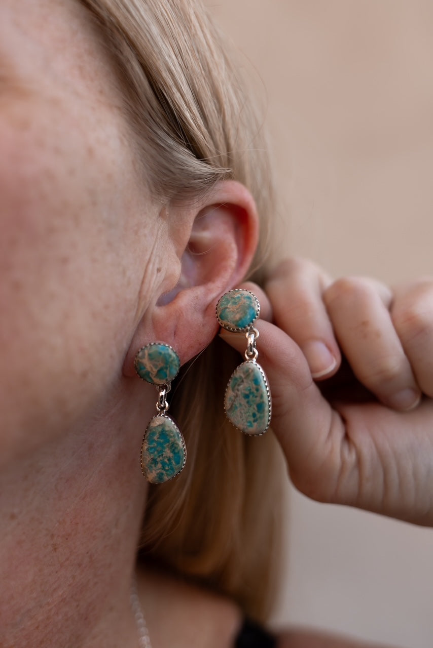 Desert Jasper Blue Slab Earrings-Earrings-Krush Kandy, Women's Online Fashion Boutique Located in Phoenix, Arizona (Scottsdale Area)