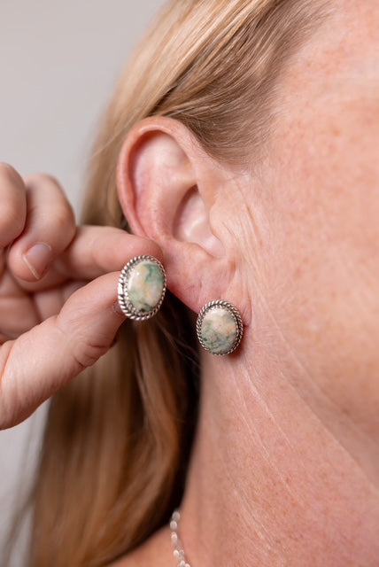 Jasper Slab Stud Earrings-Earrings-Krush Kandy, Women's Online Fashion Boutique Located in Phoenix, Arizona (Scottsdale Area)