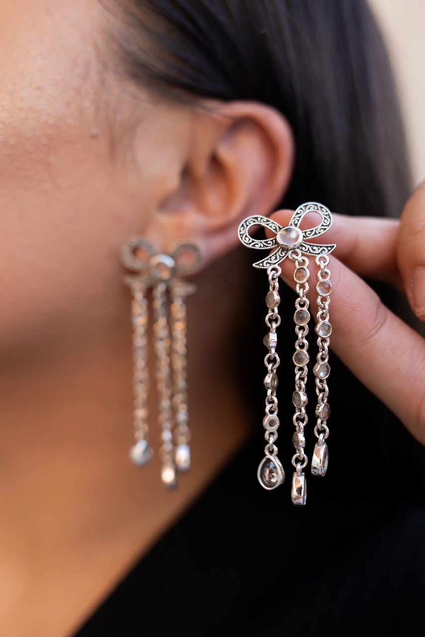 Stone Bundle Dangle Bow Earrings-Stud Earrings-Krush Kandy, Women's Online Fashion Boutique Located in Phoenix, Arizona (Scottsdale Area)
